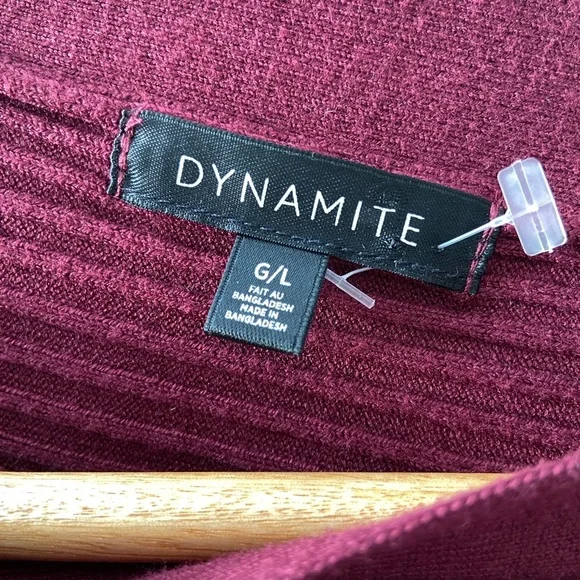 DYNAMITE RICH BURGUNDY BOATNECK BATWING RIB KNIT SWEATER, LARGE - Picture 9 of 10
